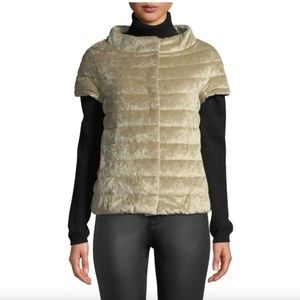 HERNO Quilted Short-Sleeve Down Jacket in Velvet Size 40